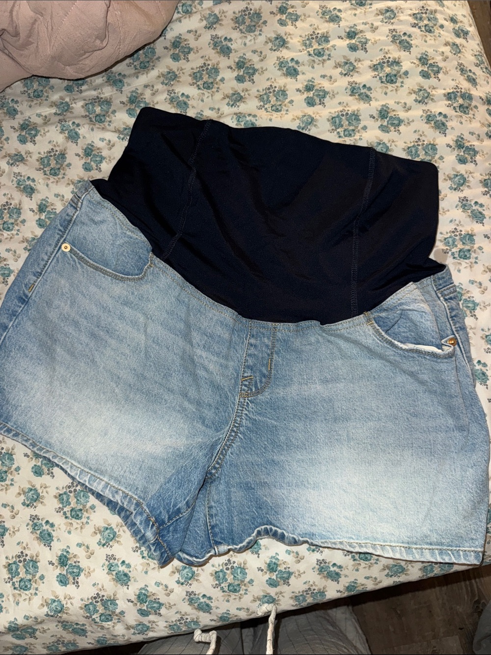 Maternity Denim Shorts with Stretch Panel